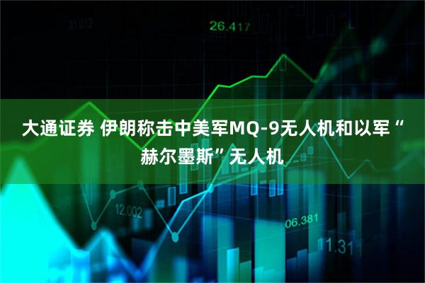 大通证券 伊朗称击中美军MQ-9无人机和以军“赫尔墨斯”无人机